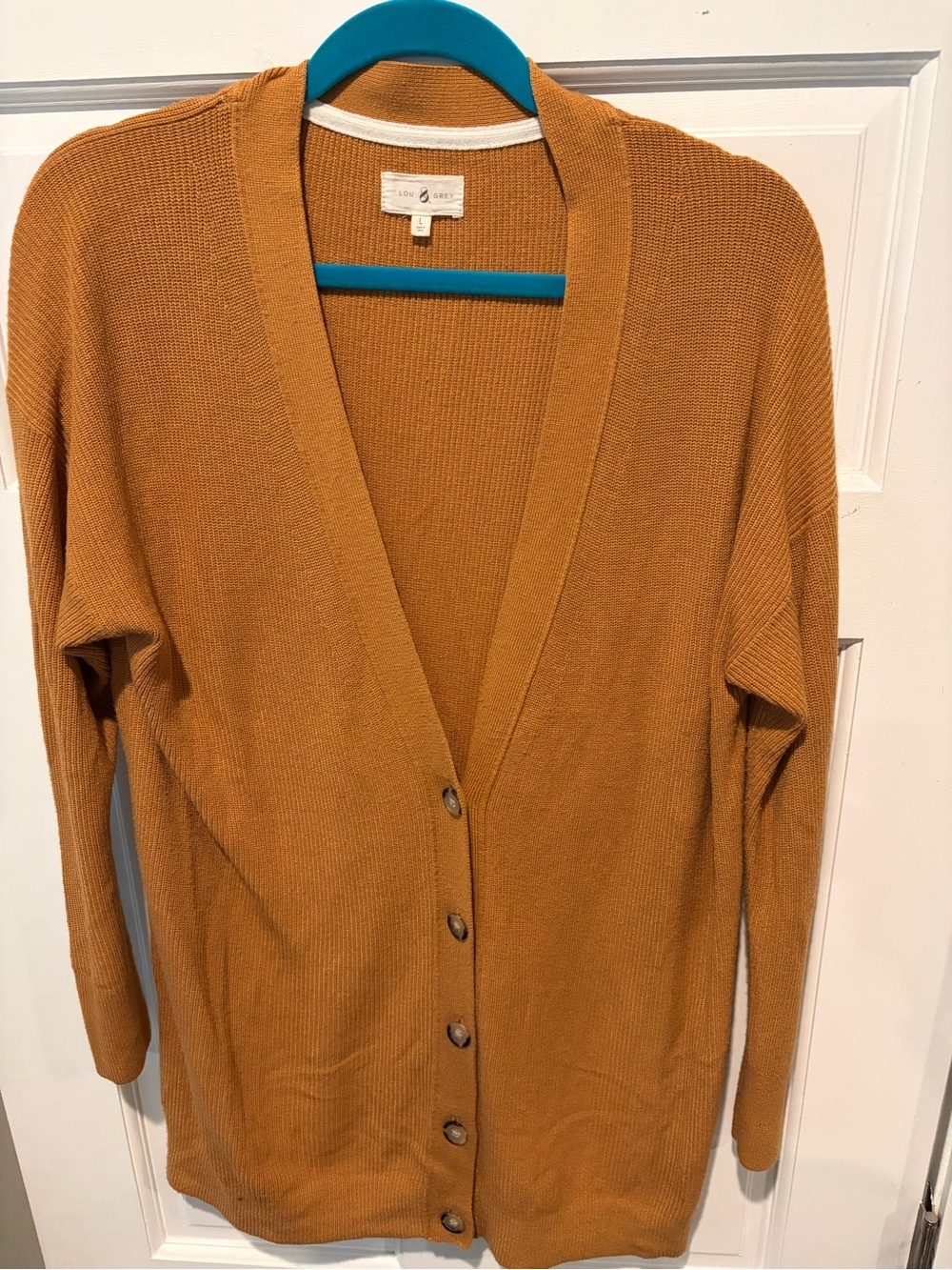 Lou & Grey Mustard Button-Front V-Neck Cardigan